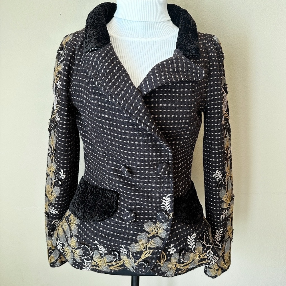 Joolay Poetry Velvet-Collar Embroidered Jacket – Size XS-SM